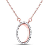 14kt Rose Gold Womens Round Diamond Oval Pendant Necklace 1/8 Cttw
