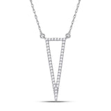 14kt White Gold Womens Round Diamond Triangle Fashion Necklace 1/4 Cttw