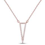 14kt Rose Gold Womens Round Diamond Triangle Fashion Pendant Necklace 1/4 Cttw