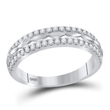 14kt White Gold Womens Round Diamond Double Row Band Ring 1/2 Cttw