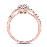 14kt Rose Gold Round Diamond Square Cluster Bridal Wedding Engagement Ring 1/2 Cttw