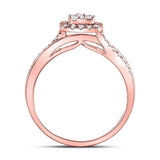 14kt Rose Gold Round Diamond Square Bridal Wedding Engagement Ring 1/2 Cttw