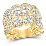14kt Yellow Gold Womens Round Diamond Square Dot Symmetrical Band Ring 1.00 Cttw