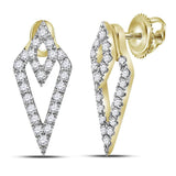 14kt Yellow Gold Womens Round Diamond Triangle Fashion Earrings 1/3 Cttw