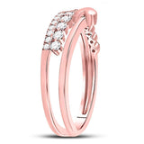 14kt Rose Gold Womens Round Diamond Fashion Heart Ring 3/8 Cttw