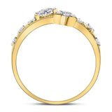 14kt Yellow Gold Womens Round Diamond Open Double Star Band Ring 1/3 Cttw