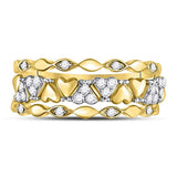 14kt Yellow Gold Womens Round Diamond Open Strand Heart Band Ring 1/3 Cttw