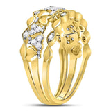 14kt Yellow Gold Womens Round Diamond Open Strand Heart Band Ring 1/3 Cttw
