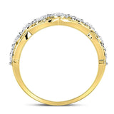 14kt Yellow Gold Womens Round Diamond Double Row Heart Dot Band Ring 1/3 Cttw