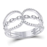 14kt White Gold Womens Round Diamond Beaded Double Lasso Band Ring 1/4 Cttw