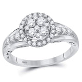 14kt White Gold Round Diamond Cluster Bridal Wedding Engagement Ring 3/4 Cttw