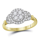 14kt Yellow Gold Womens Round Diamond Cluster Bridal Wedding Engagement Ring 5/8 Cttw