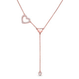 14kt Rose Gold Womens Round Diamond Heart Drop Pendant Necklace 1/6 Cttw