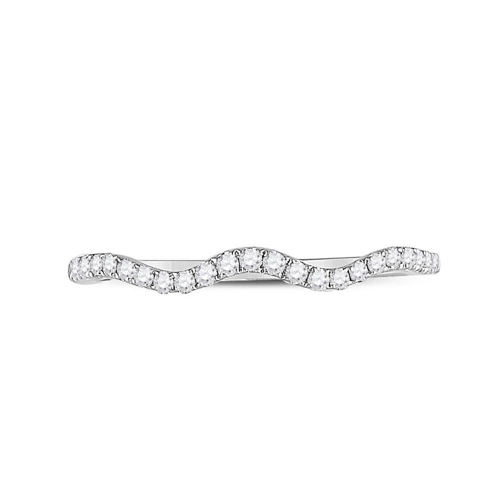 10kt White Gold Womens Round Diamond Contoured Stackable Band Ring 1/5 Cttw