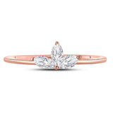10kt Rose Gold Womens Marquise Diamond Stackable Band Ring 1/4 Cttw