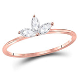 10kt Rose Gold Womens Marquise Diamond Stackable Band Ring 1/4 Cttw