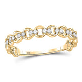 10kt Yellow Gold Womens Round Diamond Link Stackable Band Ring 1/8 Cttw