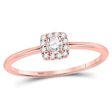 10kt Rose Gold Womens Round Diamond Solitaire Stackable Band Ring 1/5 Cttw