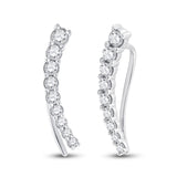10kt White Gold Womens Round Diamond Graduated Climber Earrings 1/2 Cttw