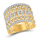 14kt Yellow Gold Womens Round Diamond Right Hand Cocktail Ring 1-3/8 Cttw
