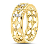 14kt Yellow Gold Womens Round Diamond Studded Star Band Ring 1/3 Cttw