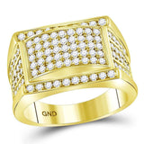 14kt Yellow Gold Mens Round Diamond Cluster Ring 2 Cttw