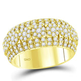 14kt Yellow Gold Mens Round Diamond Luxury Lined Cluster Band Ring 2-1/4 Cttw