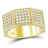 14kt Yellow Gold Mens Round Diamond Octagon Nut Faceted Band Ring 2-3/4 Cttw