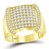 14kt Yellow Gold Mens Round Diamond Square Cluster Ring 1-3/4 Cttw