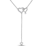 14kt Rose Gold Womens Round Diamond Drop Heart Necklace 1/8 Cttw