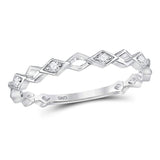 10kt White Gold Womens Round Diamond Stackable Band Ring 1/20 Cttw