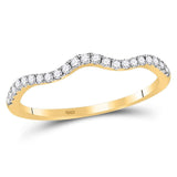 10kt Yellow Gold Womens Round Diamond Contoured Stackable Band Ring 1/5 Cttw