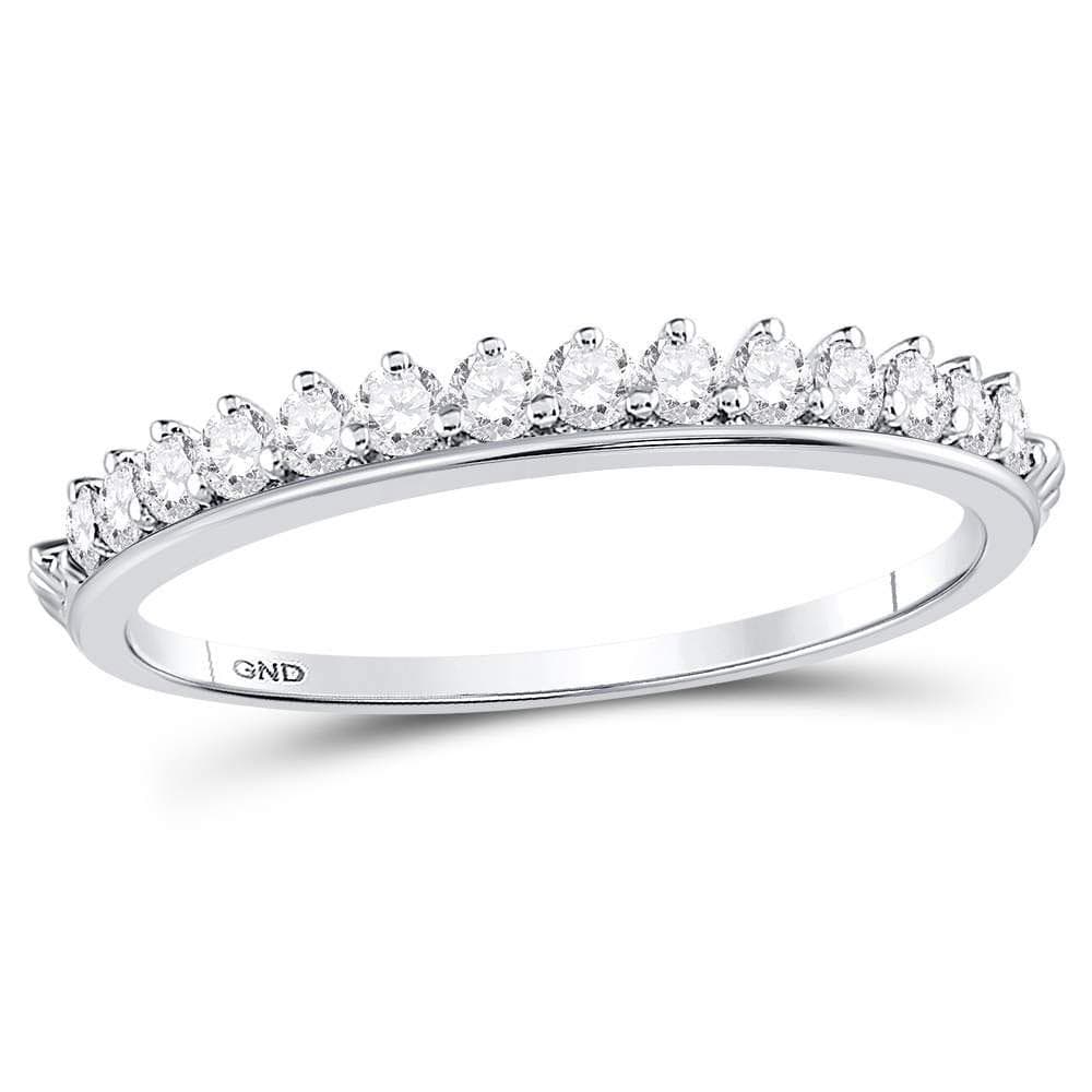 10kt White Gold Womens Round Diamond Modern Style Stackable Band Ring 1/3 Cttw
