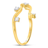 10kt Yellow Gold Womens Round Diamond Wave Stackable Band Ring 1/8 Cttw