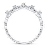 10kt White Gold Womens Round Diamond Halo Solitaire Stackable Band Ring 1/3 Cttw