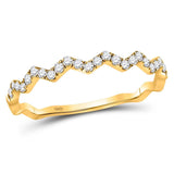10kt Yellow Gold Womens Round Diamond Zigzag Stackable Band Ring 1/5 Cttw