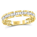 10kt Yellow Gold Womens Round Diamond Rolo Link Stackable Band Ring 1/5 Cttw