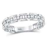 10kt White Gold Womens Round Diamond Rolo Link Stackable Band Ring 1/5 Cttw