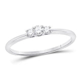 10kt White Gold Womens Round Diamond 3-Stone Stackable Band Ring 1/6 Cttw