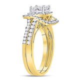 14kt Yellow Gold Princess Diamond Cluster Bridal Wedding Engagement Ring 1 Cttw