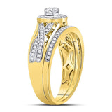 14kt Yellow Gold Round Diamond Twist Bridal Wedding Ring Band Set 1/2 Cttw