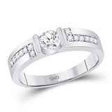 14kt White Gold Mens Round Diamond Solitaire Wedding Ring 3/4 Cttw