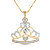 10kt Yellow Gold Womens Round Diamond Crown Tiara Fashion Pendant 1/6 Cttw