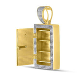 10kt Yellow Gold Mens Round Diamond Bank Safe Vault Charm Pendant 1-1/3 Cttw
