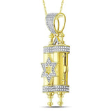 10kt Yellow Gold Mens Round Diamond Torah Magen David Scroll Charm Pendant 3/8 Cttw