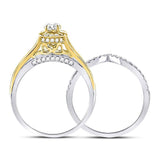14kt Two-tone Gold Round Diamond Bridal Wedding Ring Band Set /8 Cttw