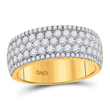 14kt Yellow Gold Womens Round Diamond Pave Fashion Band Ring 2 Cttw