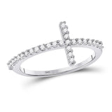 Sterling Silver Womens Round Diamond Cross Band Ring 1/4 Cttw Size