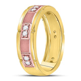 14kt Two-tone Rose Gold Mens Round Diamond Wedding Band Ring 1/5 Cttw