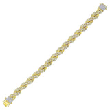 10kt Yellow Gold Mens Round Diamond Rope Chain Bracelet 9 Cttw